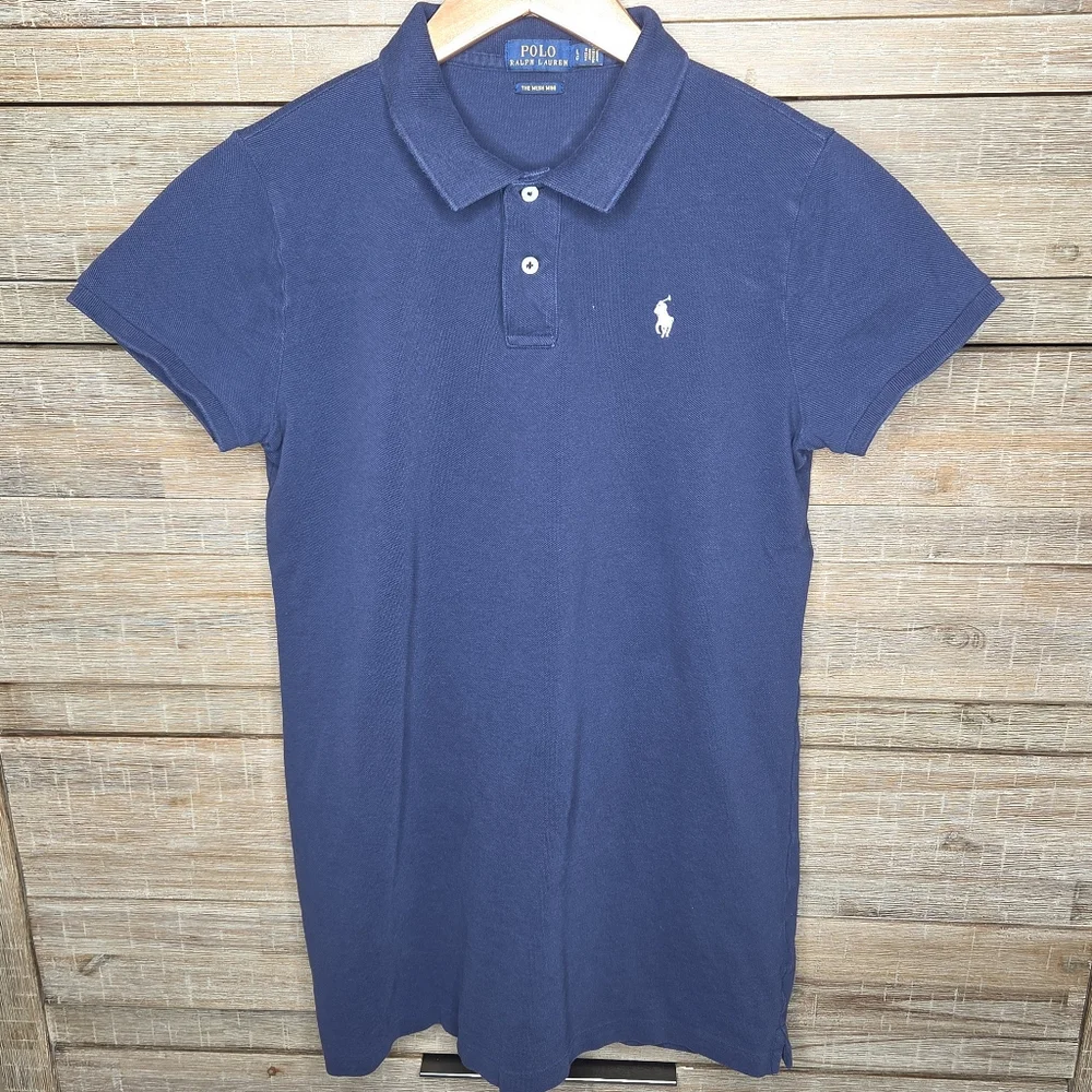 Polo Ralph Lauren Mesh Mini Girls Large Blue Short Sleeve Dress Classic Fit